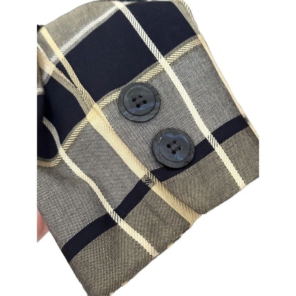 Jacquline ferrar Vintage 1980’s Rayon Navy/gray plaid Blazer jacket women’s Sz 6 - Picture 8 of 15